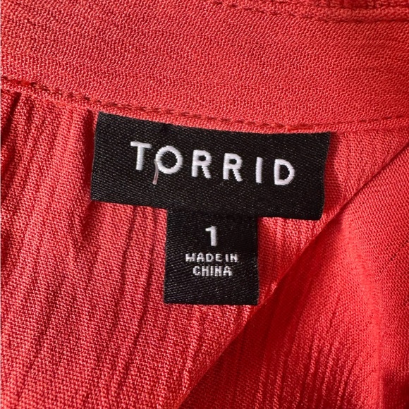 Torrid Washable Crinkle Gauze Relaxed Embroidered Blouse Size 1x Boho Flowy - Picture 12 of 13